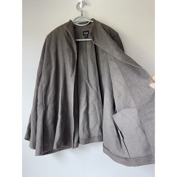Eileen Fisher 71% Linen Open Front Blazer Cardigan Jacket Size L Brown - Picture 7 of 11